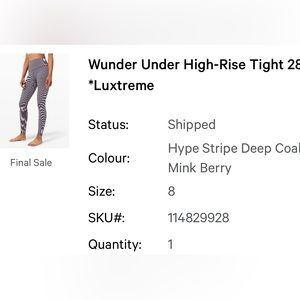 Lululemon wunder under high rise 28”